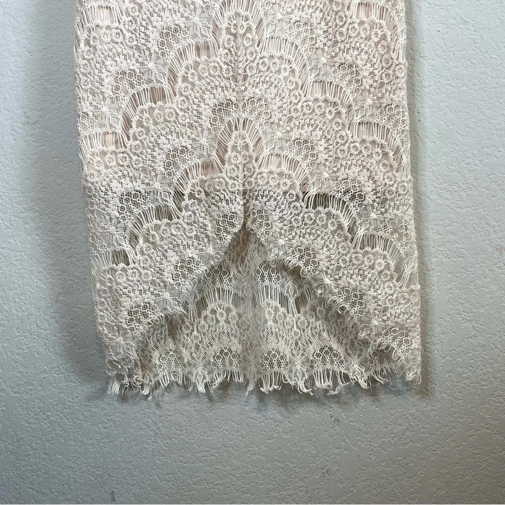 Free People Intimately Feminine Peek A Boo Lace Overlay Dress Cream Off White XS